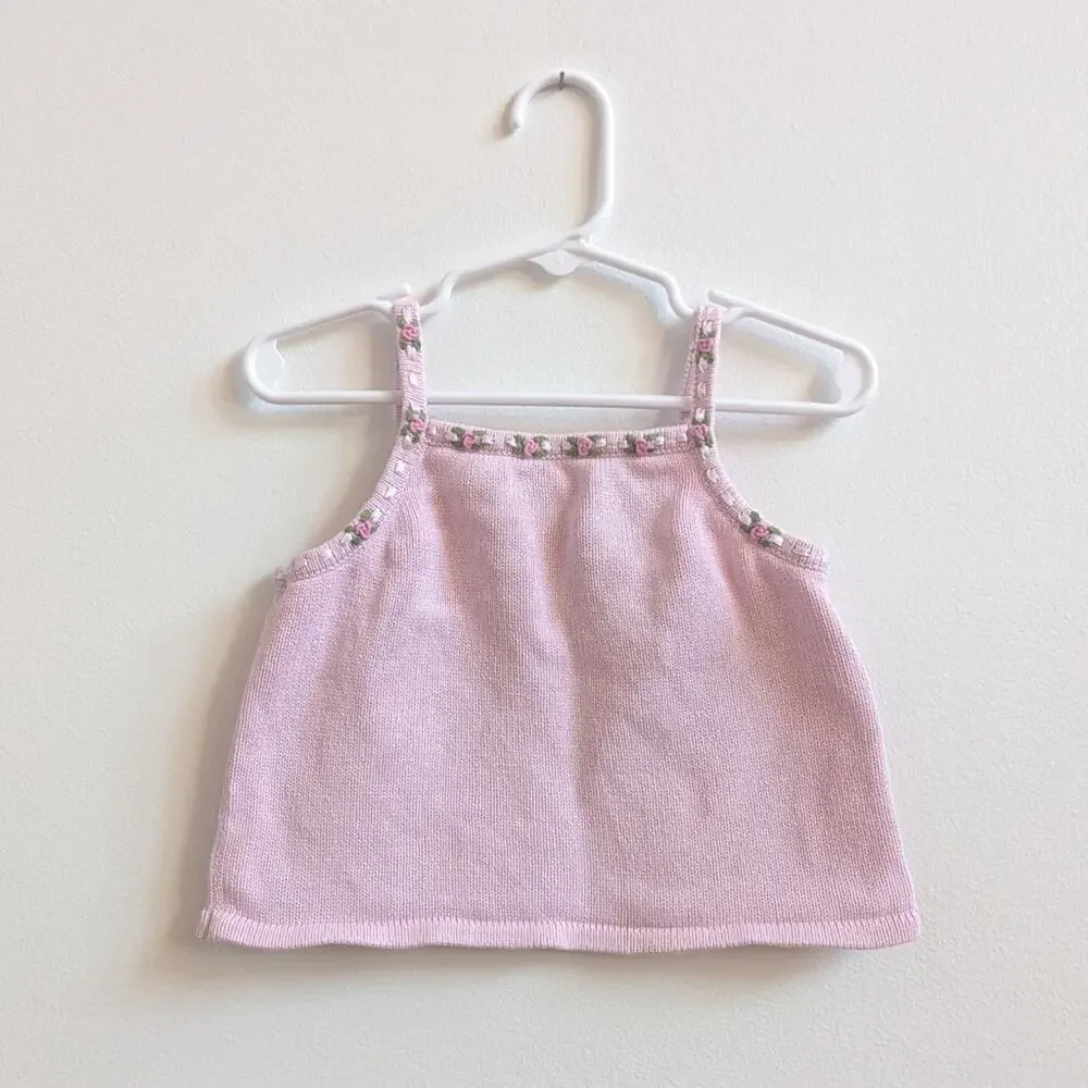 Vtg 90s Gymboree Tank Top Girls Sz 2-3T Pink Knitted